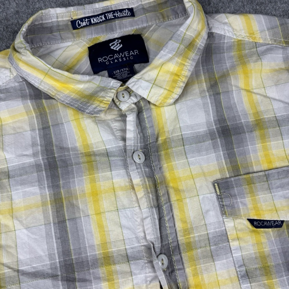 Rocawear Shirt Mens 5XB Button Down Yellow Can't Knock The Hustle Streetwear Y2K